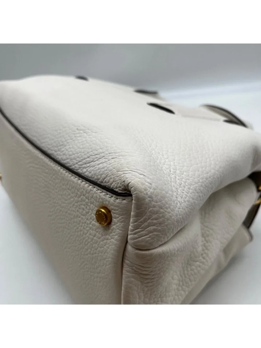Donna Karan Brilliant White Pebbled Leather Amagansett Convertible Satchel Bag